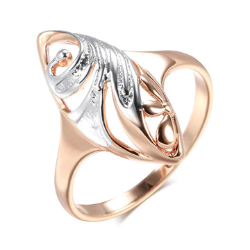 Amazing Flower Design Fashion Rolled 14K Rose Gold Mixed Silver Colour Rings for Women - Fine Vintage Jewellery